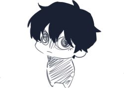  @_@ black_eyes black_hair chibi chibi_only choi_jongsu fumo_(homosukii) garbage_time lower_eyelashes_only messy_hair simple_background sketch white_background 