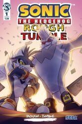  2boys blue_fur character_name comic_cover copyright_name cover cover_page english_commentary english_text fangs furry furry_male grey_fur grin joeadok male_focus multiple_boys rough_the_skunk sega skunk_boy smile sonic_(series) sonic_the_hedgehog_(idw) tumble_the_skunk 