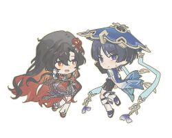  +_+ 1boy 1girl anklet arm_at_side armor artist_request asymmetrical_bangs belt black_belt black_bow black_bridal_gauntlets black_hair black_sandals black_shoes black_shorts blue_cape blue_hat blue_jingasa blue_sleeves blunt_ends bow bridal_gauntlets bright_pupils camellia_(trave1er) cape chibi chibi_only choppy_bangs closed_mouth colored_inner_hair commission couple cross-shaped_pupils earrings eyeliner fingerless_gloves flower frilled_gloves frilled_skirt frills furisode genshin_impact gloves gold gold_anklet hair_flower hair_intakes hair_ornament hakama hakama_shorts hand_up hat hetero japanese_armor japanese_clothes jewelry jingasa kimono kote kurokote layered_skirt layered_sleeves leg_warmers light_blush long_hair looking_at_another looking_at_viewer makeup mandarin_collar multicolored_hair multicolored_shoes oc_x_canon open_mouth orange_eyes original over-kneehighs pleated_shorts plum_blossoms purple_pupils red_eyeliner red_flower red_hair red_shoes red_skirt sandals scaramouche_(genshin_impact) second-party_source see-through_clothes see-through_skirt shirt shoes short_sleeves shorts side_cape skirt socks stirrup_legwear sweatdrop symbol-shaped_pupils tassel thigh-highs toeless_legwear two-tone_shoes very_long_hair violet_eyes wanderer_(genshin_impact) wavy_hair white_background white_gloves white_leg_warmers white_pupils white_shirt white_skirt white_sleeves white_socks zouri 