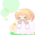  1girl arm_warmers blonde_hair chibi green_eyes hiyori_(higanahannnti) mizuhashi_parsee pointy_ears scarf sheep short_hair touhou 