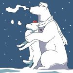  animal_ears animalization hat hug inubashiri_momiji letty_whiterock no_humans onikobe_rin polar_bear scarf snow tokin_hat touhou wolf wolf_ears 