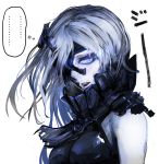  ... 1girl ascot bare_shoulders black_dress blue_eyes bust dress gomasionori kantai_collection long_hair looking_at_viewer mask ne-class_heavy_cruiser pale_skin parted_lips shinkaisei-kan silver_hair simple_background solo white_background 