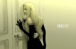  alucard_(hellsing) black_dress blonde_hair door dress glasses gloves hellsing hug integra_hellsing key pentagram solid&amp;etc white_gloves 
