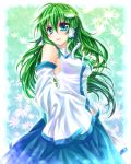  akaneminato detached_sleeves frog green_eyes green_hair hair_ornament kochiya_sanae long_hair snake touhou yuuna_minato 