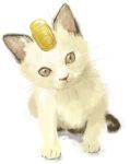  a-k cat cat_focus coin head_tilt meowth no_humans pokemon pokemon_(creature) realistic simple_background solo tail white_background 