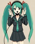 hatsune_miku headphones school_uniform shuuhei_(artist) solo twintails vocaloid 