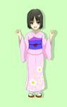  black_hair hairclip japanese_clothes kara_no_kyoukai kimono muyami ryougi_shiki short_hair simple_background smile young 