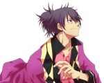  black_hair blue_eyes male ponytail rass raven smile solo tales_of_(series) tales_of_vesperia 