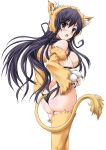  animal_ears ass black_hair bra breasts brown_eyes cat_ears cat_tail catsuit detached_sleeves highres katsura_kotonoha kazanagare large_breasts lingerie long_hair panties school_days sideboob tail thigh-highs thighhighs thong underwear 