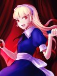  bangs blonde_hair blunt_bangs curtains dress hair_ribbon harano hime_cut long_hair persona red_eyes ribbon shin_megami_tensei smile 