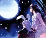  animal_ears black_hair blazer bunny_ears full_moon houraisan_kaguya long_hair moon multiple_girls pleated_skirt rabbit_ears red_eyes reisen_udongein_inaba skirt touhou ueda_ryou 