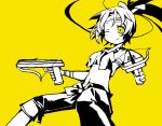  :p bow_(weapon) crossbow dual_wield midriff ponytail ribbon tongue wink yellow_eyes 