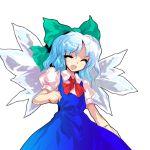   alphes cirno closed_eyes official_art touhou transparent_background wings  