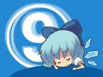  blue_hair blueberry_(5959) bow cirno closed_eyes hair_bow saliva short_hair sleeping solo touhou wings ⑨ 
