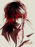  1boy alucard_(hellsing) ascot black_eyes black_hair coat hellsing male necktie open_mouth simple_background sketch solid&amp;etc solo spot_color suit teeth vampire 