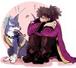  black_hair blue_eyes chain chains dog kiseru koku_666 male pipe ponytail raven repede tales_of_(series) tales_of_vesperia tears 