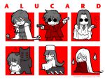  alucard_(hellsing) ascot beard blush_stickers chibi cigar cloak dog dual_wielding flower formal fur_hat girlycard grin gun hellsing long_coat long_hair male mustache necktie pistol solid&amp;etc sunglasses sword white_hair 