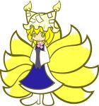  chibi flat_color fox_tail hands_in_sleeves hat highres multiple_tails parody puyopuyo standing style_parody surcoat tail touhou transparent_background y&amp;k yakumo_ran yellow_eyes 