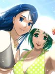  2girls bikini blue_hair galibo green_hair hat minazuki_karen necklace polka_dots precure pretty_cure sparkle swimsuit under_boob yes!_precure_5 yes!_pretty_cure_5 