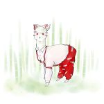  alpaca animal blush bow fujiwara_no_mokou hair_bow hair_ribbon kikuichimonji red_eyes ribbon suspenders touhou white_hair 
