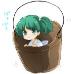  bucket green_eyes green_hair hair_bobbles hair_ornament in_bucket in_container kisume looking_up matyinging no_nose touhou 