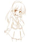  brown genderswap kyonko lineart long_hair monochrome nanono ponytail school_uniform serafuku suzumiya_haruhi_no_yuuutsu 