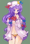  bra breasts cleavage crescent hat karuborara lingerie long_hair panties patchouli_knowledge purple_eyes purple_hair solo touhou underwear violet_eyes 