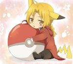  1boy bad_id blonde_hair costume edward_elric fullmetal_alchemist male maruki_(punchiki) pikachu poke_ball pokemon solo yellow_eyes 