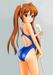  brown_eyes competition_swimsuit long_hair one-piece_swimsuit original red_eyes shower_head swimsuit tk4 twintails 