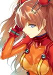  1girl blue_eyes breasts brown_hair bust cccpo evangelion:_2.0_you_can_(not)_advance highres long_hair neon_genesis_evangelion plugsuit rebuild_of_evangelion revision shikinami_asuka_langley shiny shiny_clothes simple_background solo souryuu_asuka_langley test_plugsuit white_background 