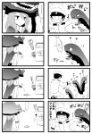  ... 1boy 1girl abyssal_admiral_(kantai_collection) admiral_(kantai_collection) biting bodysuit cape comic fish heart highres i-class_destroyer kantai_collection man_arihred monochrome musical_note shinkaisei-kan translated trembling wo-class_aircraft_carrier 