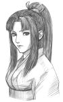  1girl bust hokuto_(street_fighter) japanese_clothes long_hair morokosi ponytail sketch solo street_fighter street_fighter_ex 