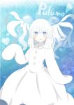  1girl absurdres artist_request bangs blush character_name clover dress heart highres looking_at_viewer oounabara_to_wadanohara payot pulmo smile solo symbol-shaped_pupils white_hair white_skin 