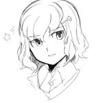 1boy bust face hair_ornament inazuma_eleven_(series) inazuma_eleven_go looking_at_viewer male_focus monochrome open_mouth petagon shindou_takuto sketch solo star white_background 