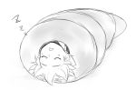  character_request closed_eyes inazuma_eleven_(series) monochrome open_mouth petagon sketch sleeping solo white_background zzz 