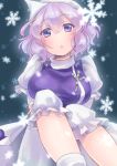  + 1girl blue_eyes breasts hat lavender_hair letty_whiterock looking_at_viewer misaka_(05) short_hair snowflakes solo touhou 