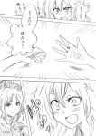 2girls bust clenched_teeth comic hat kamishirasawa_keine long_hair monochrome multiple_girls open_mouth outstretched_hand rock_paper_scissors smile touhou translation_request unya yagokoro_eirin 