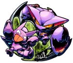  artist_name gligar gliscor highres looking_at_viewer no_humans orange_eyes pokemon pokemon_(creature) red_eyes sido_(slipknot) simple_background tongue tongue_out white_background 