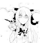  1girl bow cellphone crushing frown hair_bow highres horns ibuki_suika long_hair monochrome ohtanian phone ribbon shaded_face solo touhou veins 