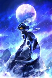  alternate_color black_fur blue_fur colored_sclera full_moon highres kukuna27 moon no_humans pokemon pokemon_(creature) pokemon_focus shiny_pokemon shooting_star sky star_(sky) starry_sky tail umbreon yellow_eyes 
