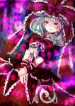  1girl blush frills green_eyes green_hair hair_ribbon jaku_sono kagiyama_hina ribbon solo touhou wrist_ribbon 