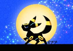  black_fur closed_eyes commentary_request from_side full_body full_moon highres iltuki moon night no_humans pokemon pokemon_(creature) pokemon_focus tail umbreon yellow_fur 