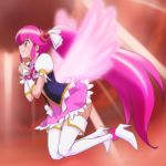  1girl aino_megumi boots cure_lovely hair_ornament happinesscharge_precure! haruyama_kazunori heart heart_hair_ornament long_hair magical_girl pink_eyes pink_hair ponytail precure solo thigh-highs thigh_boots very_long_hair white_legwear wings 