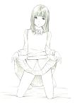  1girl bob_cut monochrome original sketch skirt solo sweater_vest traditional_media yoshitomi_akihito 