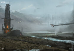  aircraft arms_up artist_logo building burning caldari_state_(eve_online) clouds cloudy_sky combat_ship_(eve_online) commentary company_logo company_name copyright_logo copyright_name day english_commentary eve_online flying fog frigate_(eve_online) georg_hilmarsson highres industrial kaalakiota_corporation_(eve_online) kestrel_(eve_online) landscape logo military_vehicle no_humans official_art outdoors overcast photoshop_(medium) realistic scenery science_fiction sky skyscraper smog smoke smoke_trail spacecraft water 