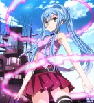  1girl aoki_hagane_no_arpeggio arpeggio_of_blue_steel blue_eyes blue_hair long_hair nyoronyoro ponytail ship takao_(aoki_hagane_no_arpeggio) thigh-highs 