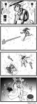 1girl 4koma bare_shoulders black_hair blanket choufu_shimin cold comic elbow_gloves gloves headgear heater kantai_collection long_hair monochrome nagato_(kantai_collection) snow solo thigh-highs translated trembling 