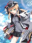  1girl anchor_hair_ornament blonde_hair gen_(gen_7254) gloves hat highres kantai_collection long_hair military military_uniform open_mouth peaked_cap prinz_eugen_(kantai_collection) skirt solo twintails uniform 