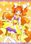  amanogawa_kirara cure_twinkle go!_princess_precure long_hair magical_girl orange_hair purple_eyes ribbon smile stars twintails wings 