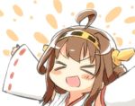  &gt;_&lt; 1girl ahoge animated arms_up bare_shoulders blush brown_hair detached_sleeves engiyoshi hairband japanese_clothes kantai_collection kongou_(kantai_collection) long_hair nontraditional_miko open_mouth outstretched_arms smile solo spread_arms tagme ugoira 